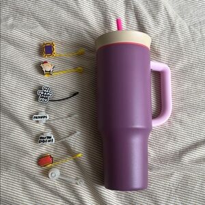 Owala 40oz Purple Tumbler with Straw and Straw Covers